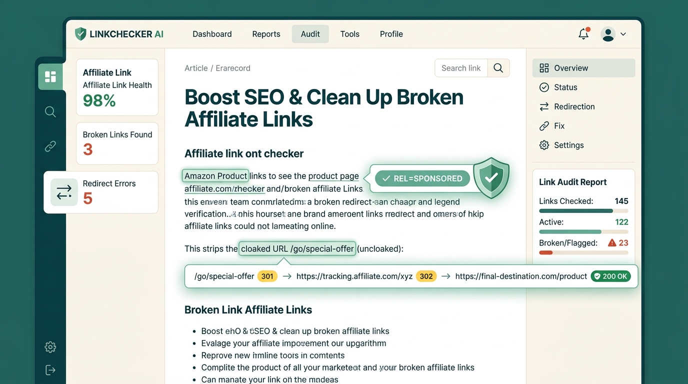 Affiliate Link Checker and Broken Link Audit Diagram